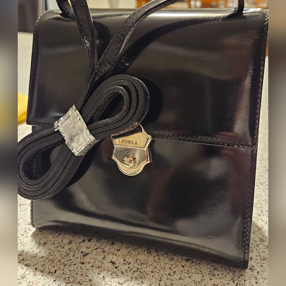 FURLA - EUC-ABSOLUTELY STUNNING Black Patent Leather Crossbody - Picture 14 of 15